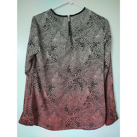 Vince Camuto Women's Size XS Leopard Print Cream Pink Long Sleeve Blouse Top - Picture 6 of 11